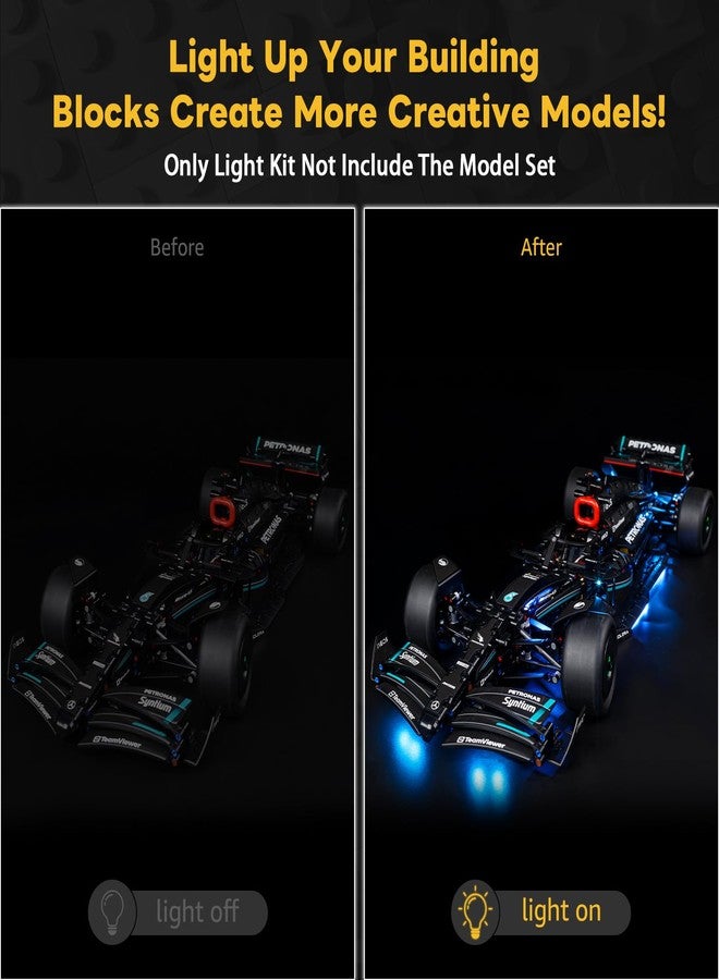 Kyglaring طقم إضاءة LED من Kyglaring متوافق مع مكعبات بناء Lego Mercedes-AMG F1 W14 E Performance 42171، ملحقات إضاءة مطورة لمجموعة النموذج 42171، الأضواء فقط (النموذج غير متضمن) - Image 2